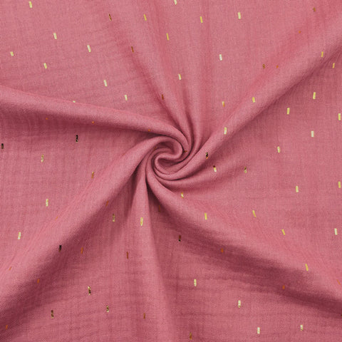Musselin Double Gauze Goldsprenkel auf Mauve 004