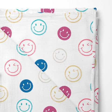 Musselin Double Gauze Always Smiling Summer Vibes (Bio) Rest 75 cm