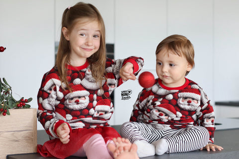 French Terry Gestrickter Santa Rot 3015 (Bio) VORBESTELLUNG