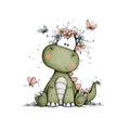 Bügelbild Dino Daisy Medium