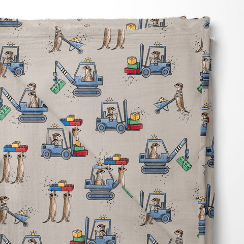 Musselin Double Gauze Erdmännchen Baustelle Bunt 2817 (Bio)