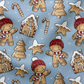 French Terry Gingerbread Village Blau 3857 (Bio) VORBESTELLUNG
