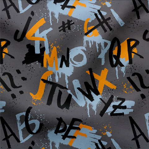 Jersey Stoff Grafitti ABC (Bio) Rest 75 cm