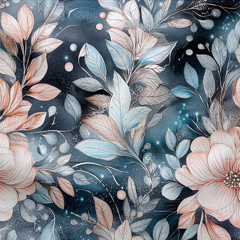French Terry Ice Flowers Dark 3017 (Bio) VORBESTELLUNG