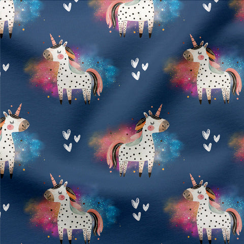 French Terry The last Unicorn Dunkelblau (Bio)