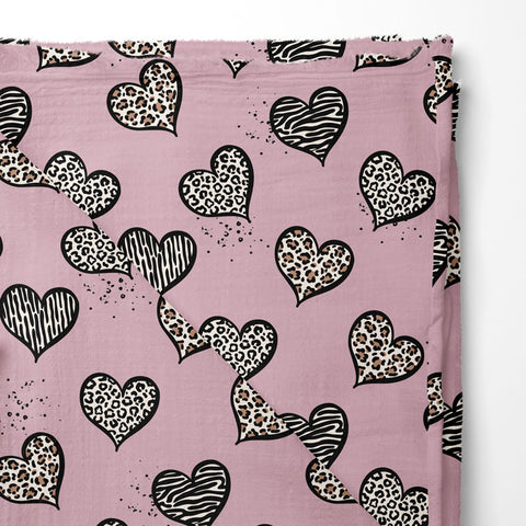 Musselin Double Gauze Wild Hearts Rosa 2866 (Bio)