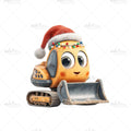 Bügelbild Christmas Roadworks Bagger Medium
