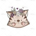 Bügelbild Flower Cat Flieder Medium