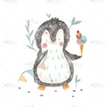 Bügelbild Pinguin mit Eis Medium
