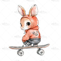 Bügelbild Skaterhase MAXI