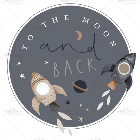 Bügelbild To the Moon and back Kreis Dunkel Medium