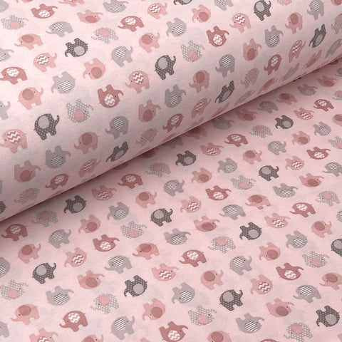 Interlock Jersey Elefanten Rosa und Grau