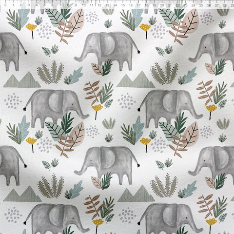Jerseystoff Ellie Elefant Weiß (Bio)
