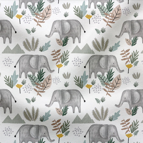 Jerseystoff Ellie Elefant Weiß (Bio)