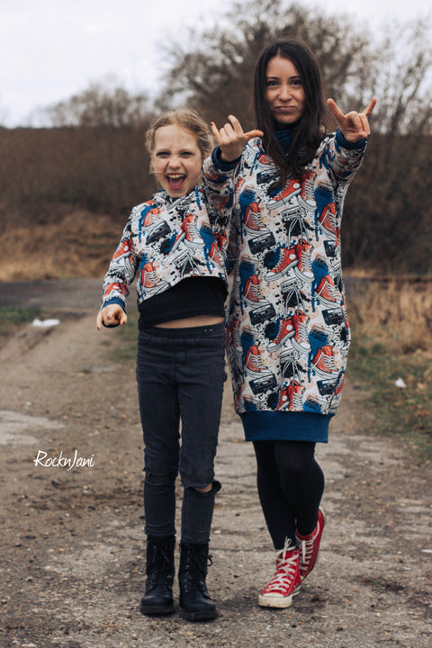 French Terry 90´s Babe Rot Blau