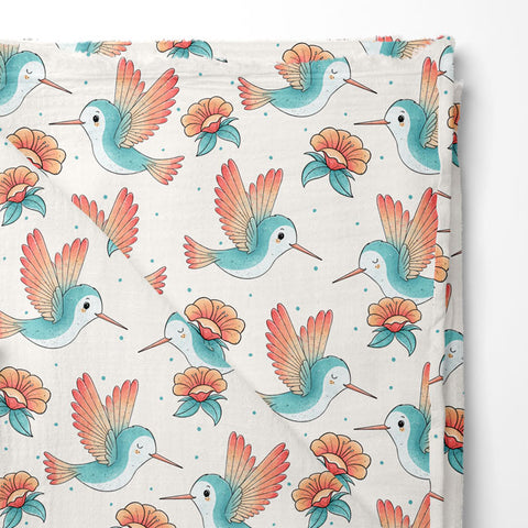 Musselin Double Gauze Kolibri (Bio) Rest 65 cm