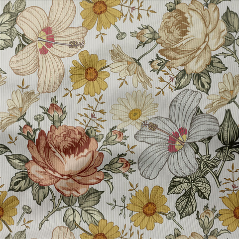 Rippjersey Yellow Vintage Flowers