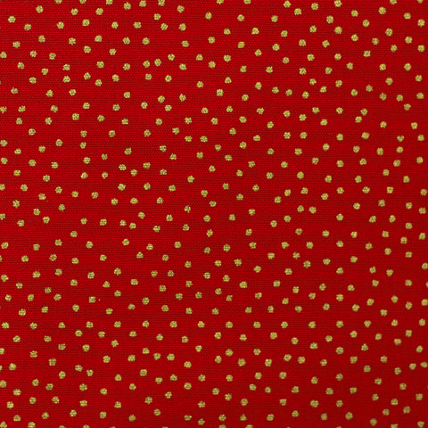 Baumwollstoff Dotties Gold auf Rot 100638