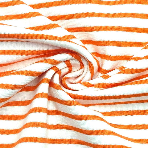 Jersey Stoff Streifen Orange Weiß 38