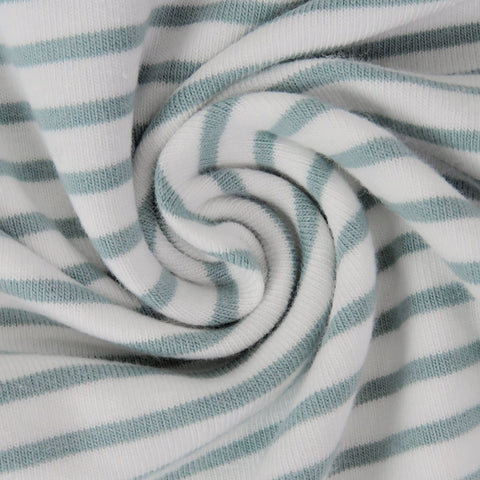 Jersey Stoff Streifen Altgrün Weiß 426