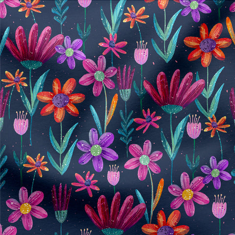 Jerseystoff Aquaflowers Dunkel 3435 (Bio)