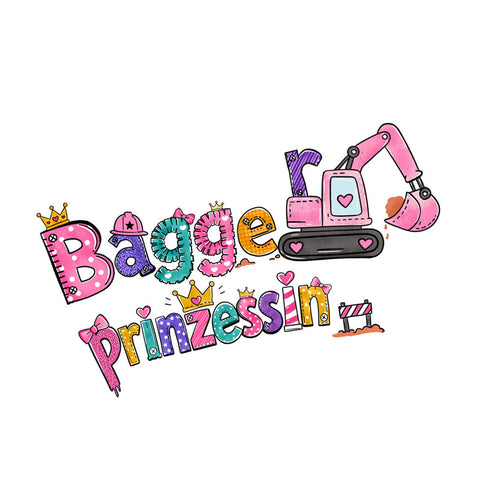 Bügelbild Bagger Prinzessin Medium