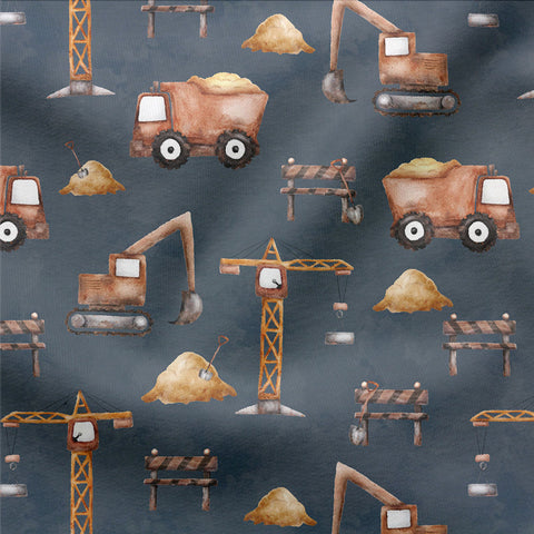 Jerseystoff Baustelle Dunkelblau (Bio)
