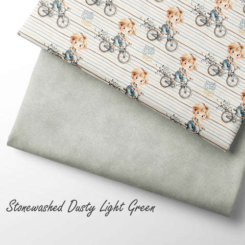 French Terry Stonewashed Dusty Light Green (Bio)