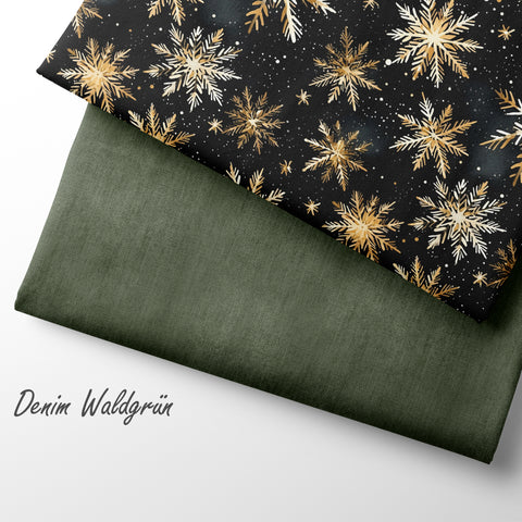 French Terry Black and Gold Flakes