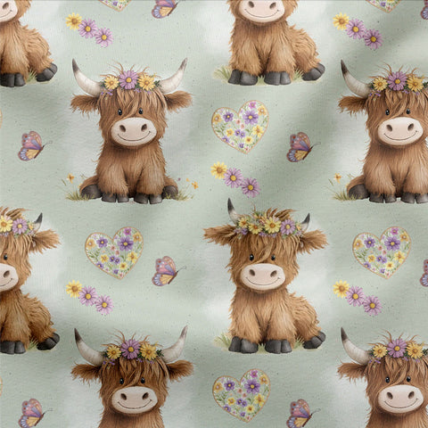 Jerseystoff Blumen Büffel Grün 3554 (Bio)