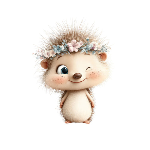 Bügelbild Blumen Igel Medium