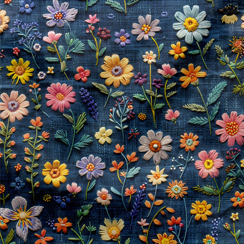 Jersey Blumen Stickoptik 3314 (Bio) VORBESTELLUNG