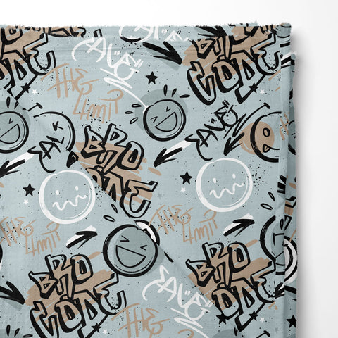 Bambus Musselin Bro Code Blau (Bio) VORBESTELLUNG
