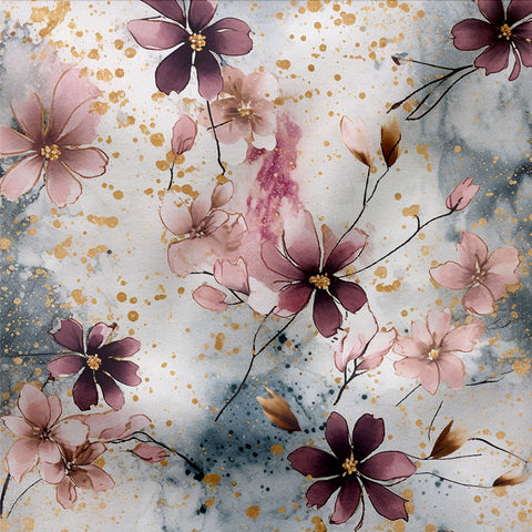 French Terry Burgundy Flowers 3299 (Bio)