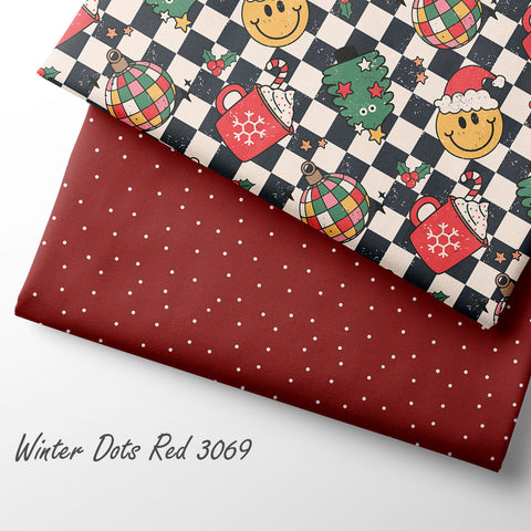 French Terry Winter Dots Red 3069 (Bio) VORBESTELLUNG