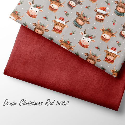 French Terry Denim Christmas Red 3062 (Bio) VORBESTELLUNG