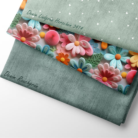 French Terry Colourful Flowers 3 D Optik 3326 (Bio) VORBESTELLUNG