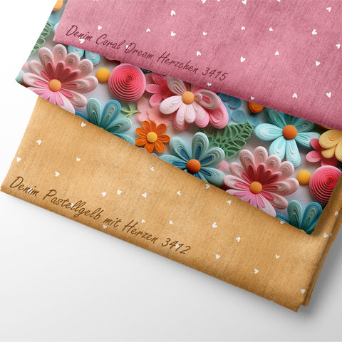 French Terry Colourful Flowers 3 D Optik 3326 (Bio) VORBESTELLUNG