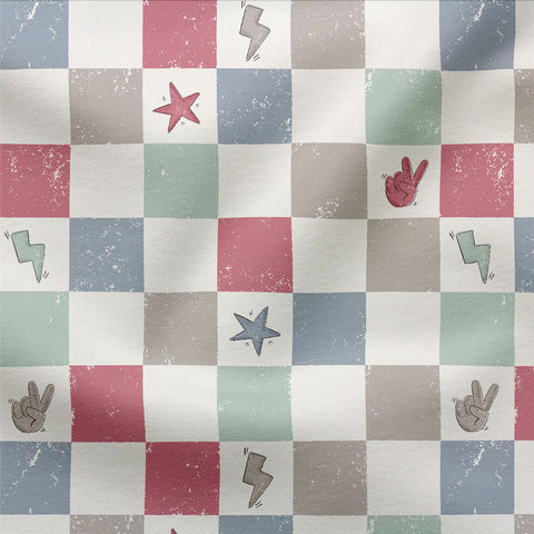 French Terry Cool Chessboard pink 3144 (Bio) Rest 65 cm