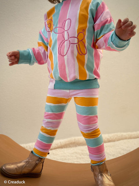 Jerseystoff Stripes Rosa, Hellblau, Ocker