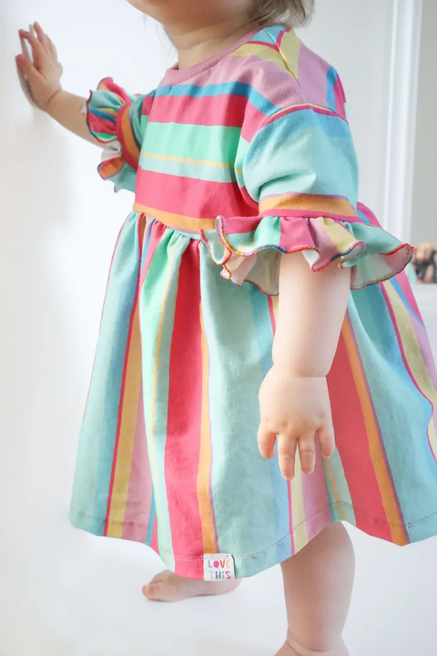 Schnittmuster Rüschenkleid Mariella Strickware 74-158