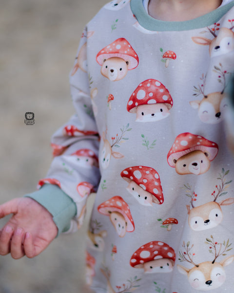 French Terry Cute Mushroom Animals (Bio)