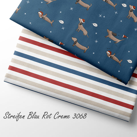French Terry Dachshund Christmas Dunkelblau 3060 (Bio) VORBESTELLUNG
