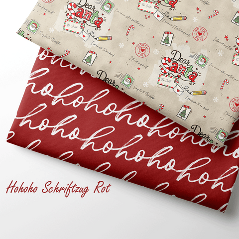 French Terry Hohoho Schriftzug Rot 3894 (Bio) VORBESTELLUNG RUNDE 2
