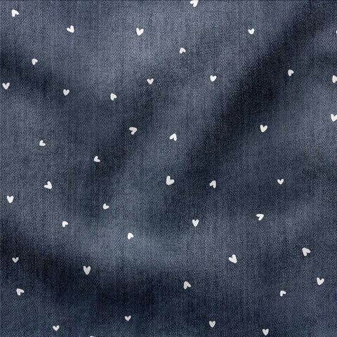 French Terry Denim Dunkelblau Herzchen (Bio)