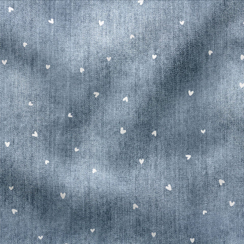 French Terry Denim Rauchblau Herzchen (Bio)