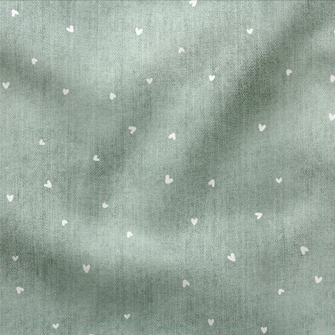 French Terry Denim Lindgrün Herzchen 3414 (Bio) VORBESTELLUNG