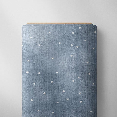 Softshell Denim Rauchblau Herzchen