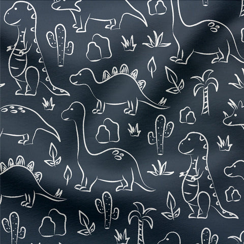 Jerseystoff Dinos Blau Outline 3301 (Bio)