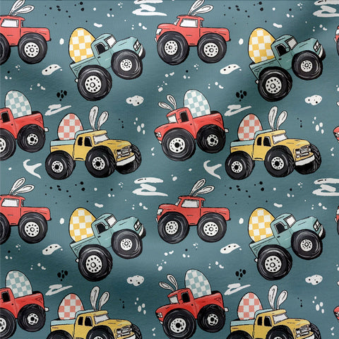 French Terry Easter Truck Dunkel 3335 (Bio) VORBESTELLUNG